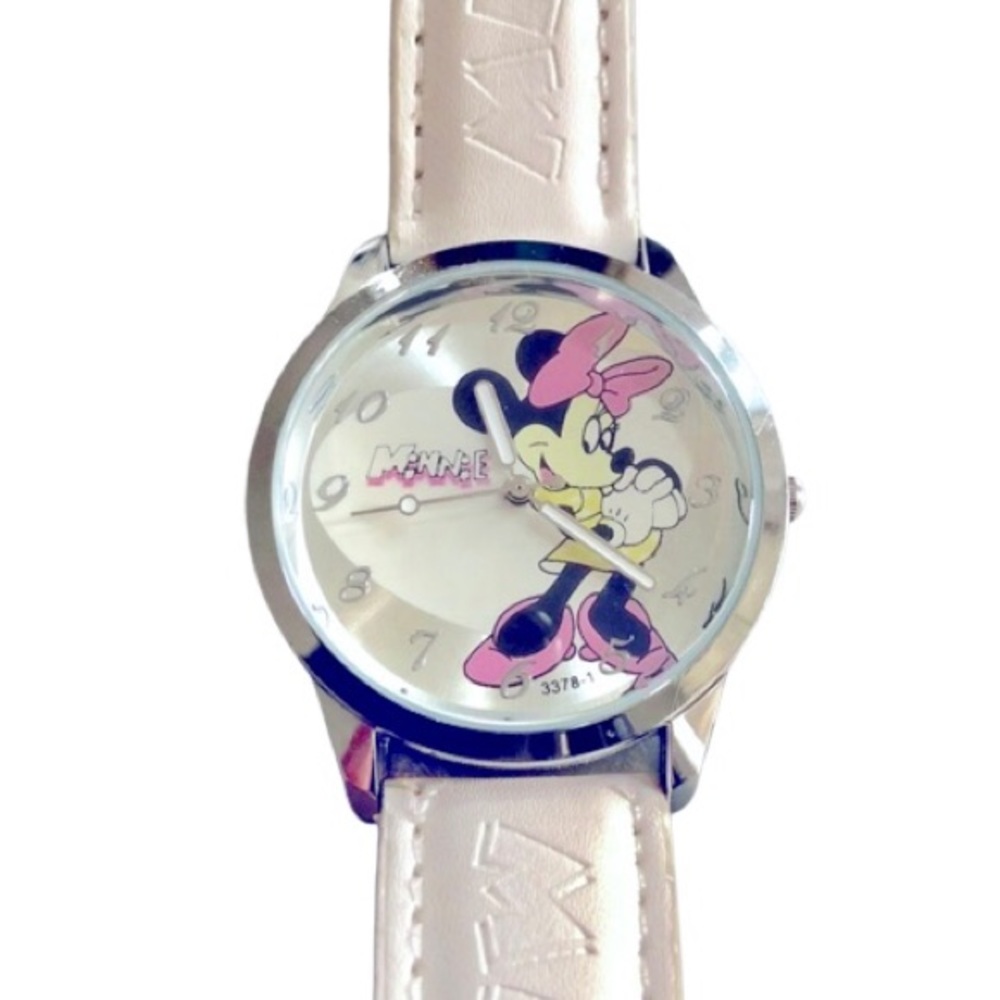 Minnie Mouse Watch Unisex Kids Ladies Girl’s Wrist Watch Accessories White Band